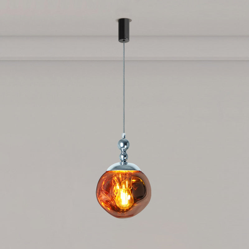Modern Eclectic Lava Spherical Iron Acrylic 1-Light Pendant Light For Bedroom