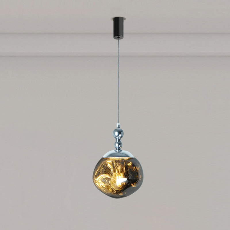 Modern Eclectic Lava Spherical Iron Acrylic 1-Light Pendant Light For Bedroom