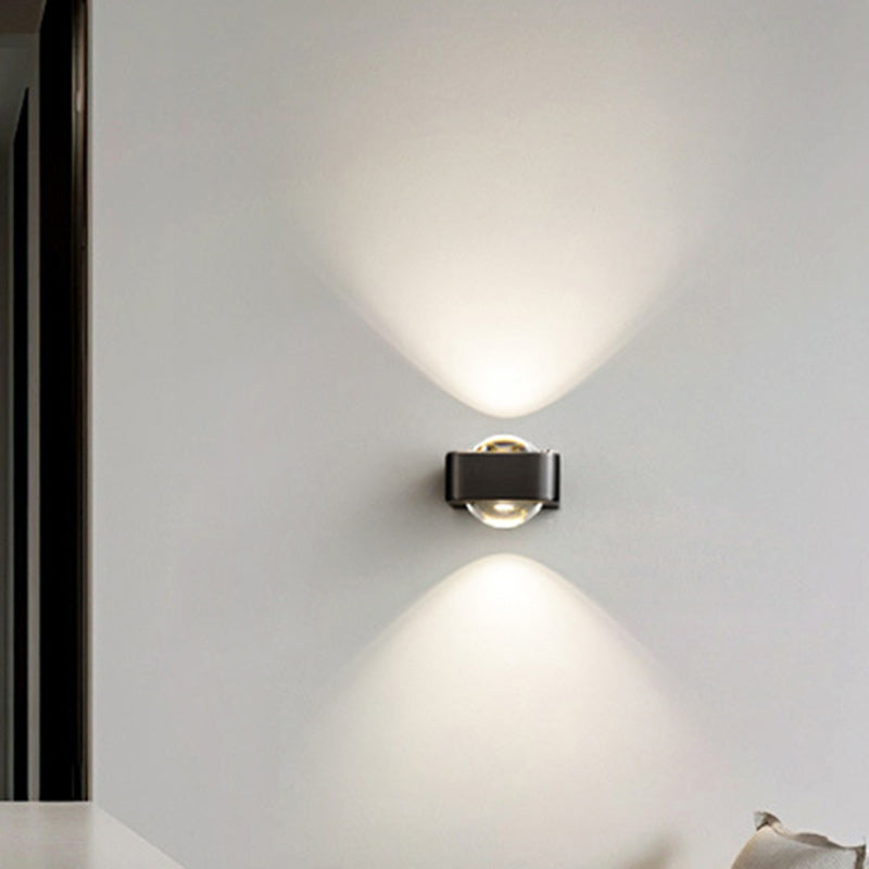 Aplique de pared LED de acero inoxidable esférico escandinavo contemporáneo con vidrio para sala de estar 