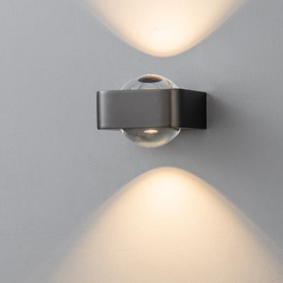 Aplique de pared LED de acero inoxidable esférico escandinavo contemporáneo con vidrio para sala de estar 