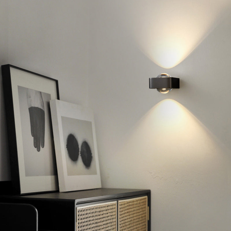 Aplique de pared LED de acero inoxidable esférico escandinavo contemporáneo con vidrio para sala de estar 
