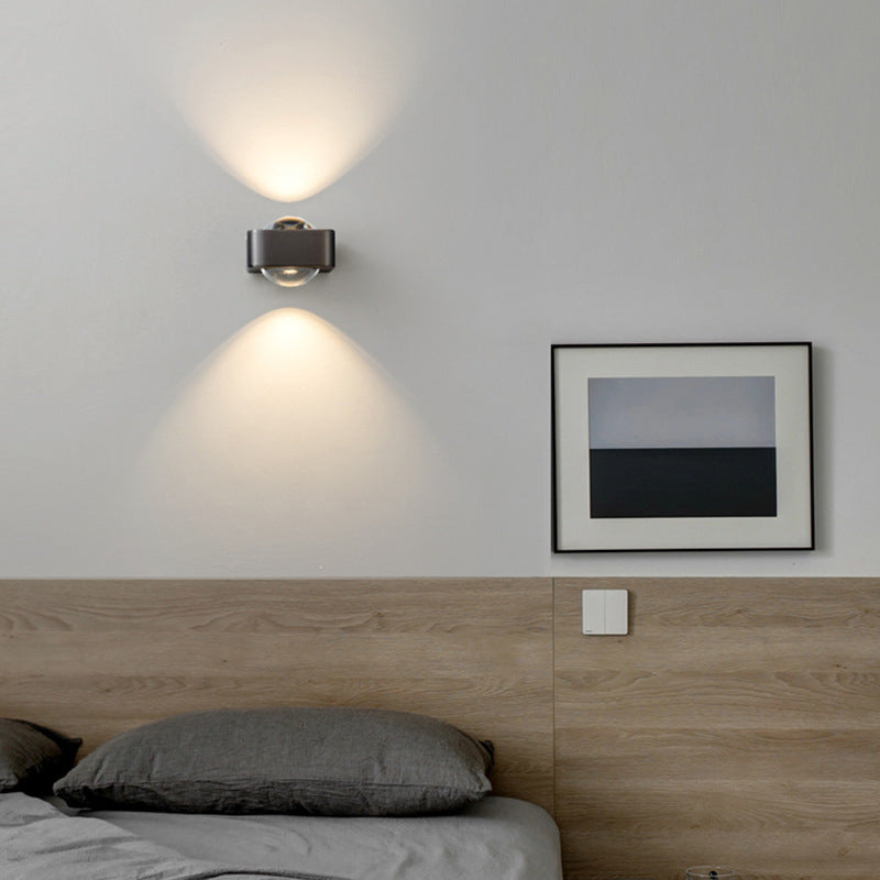 Aplique de pared LED de acero inoxidable esférico escandinavo contemporáneo con vidrio para sala de estar 