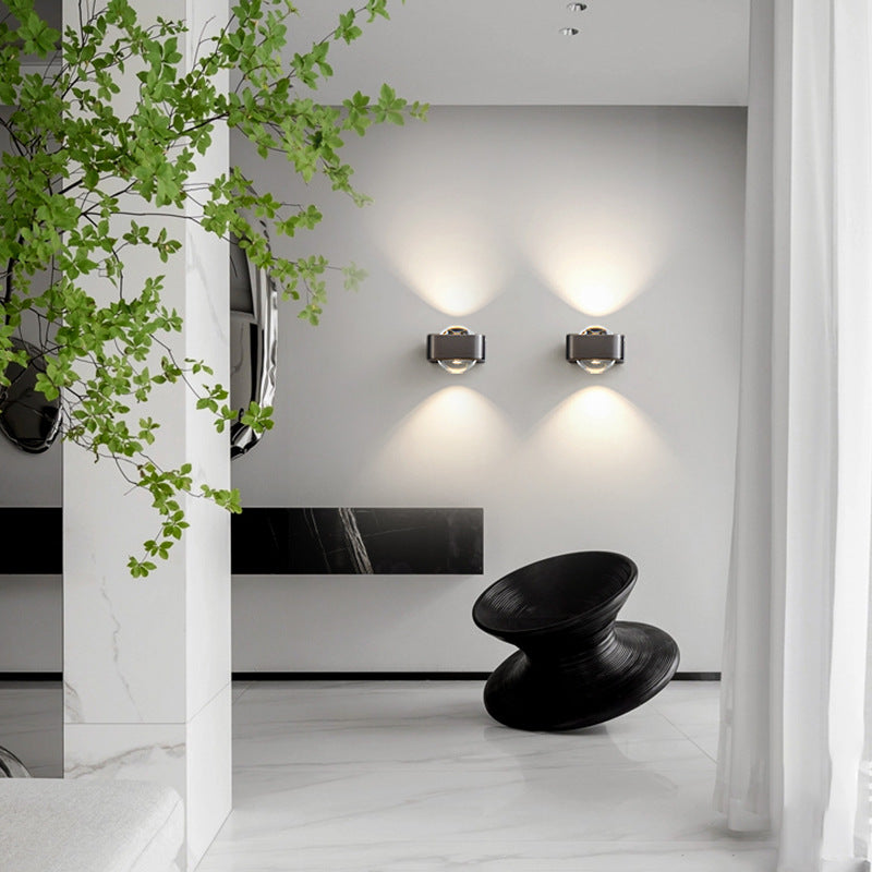 Aplique de pared LED de acero inoxidable esférico escandinavo contemporáneo con vidrio para sala de estar 