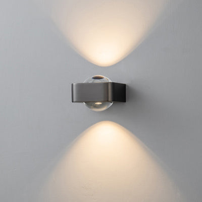 Aplique de pared LED de acero inoxidable esférico escandinavo contemporáneo con vidrio para sala de estar 