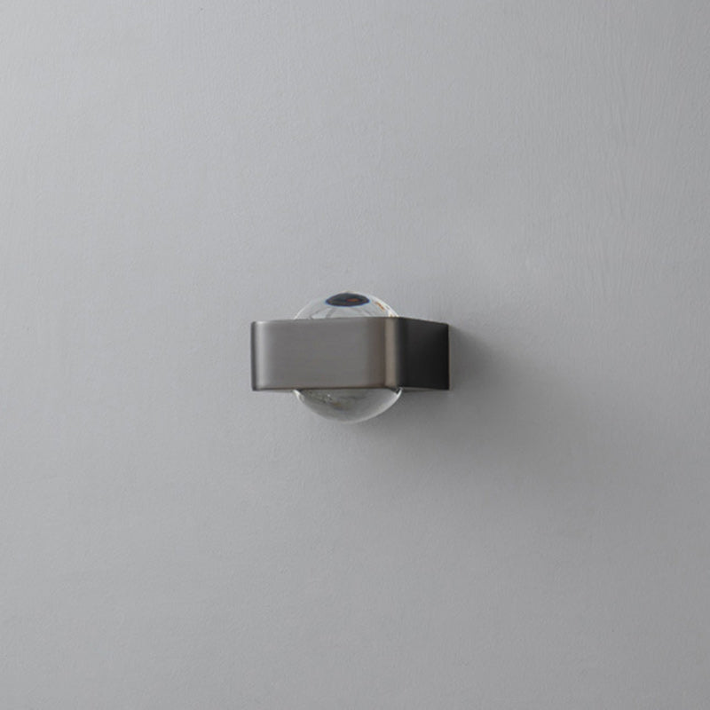 Aplique de pared LED de acero inoxidable esférico escandinavo contemporáneo con vidrio para sala de estar 