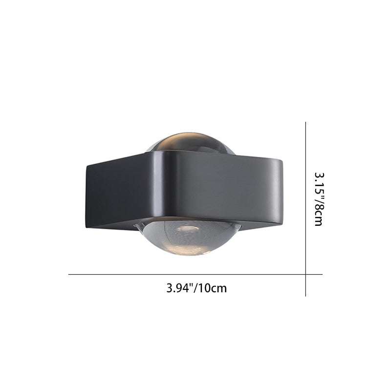 Aplique de pared LED de acero inoxidable esférico escandinavo contemporáneo con vidrio para sala de estar 