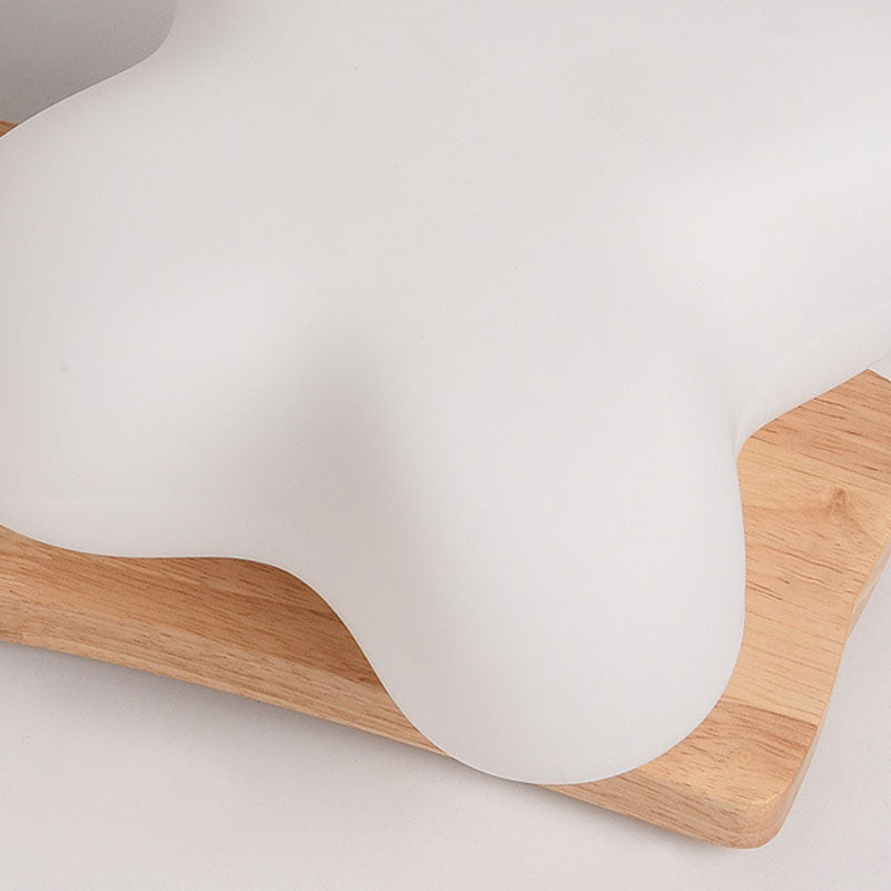 Contemporary Creative Cotton Solid Wood Glass LED Semi-Flush Mount Ceiling Light For Living Room