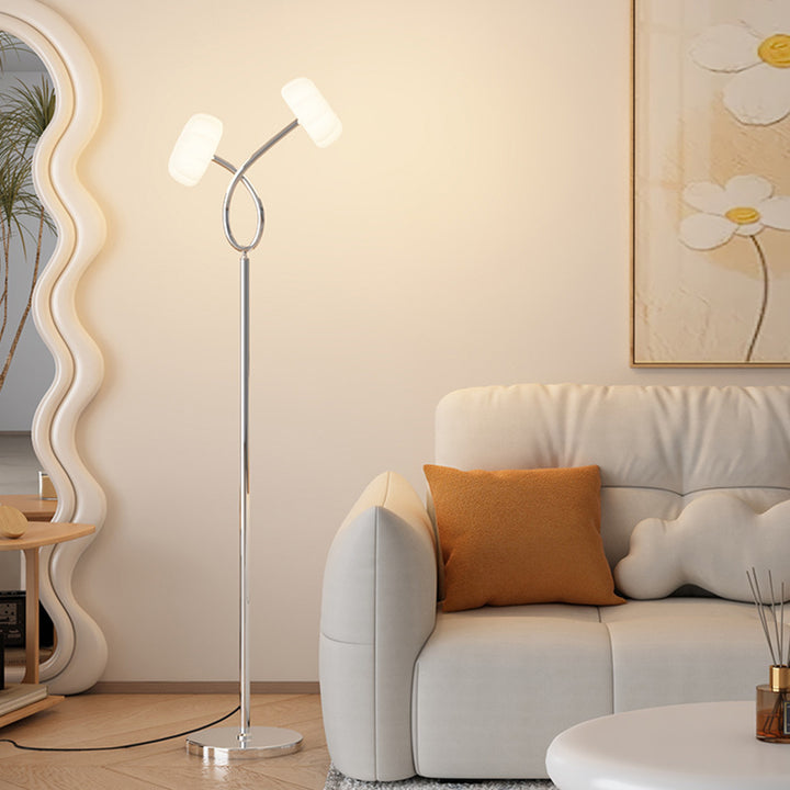 Zeitgenössische skandinavische Blumen Eisen Kunststoff LED Stehlampe für das Wohnzimmer 