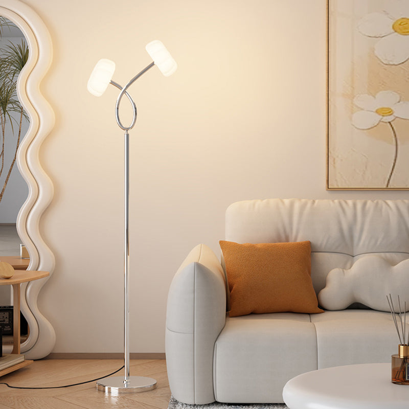 مصباح أرضي LED معاصر من الحديد والبلاستيك بتصميم زهرة اسكندنافية لغرفة المعيشة 