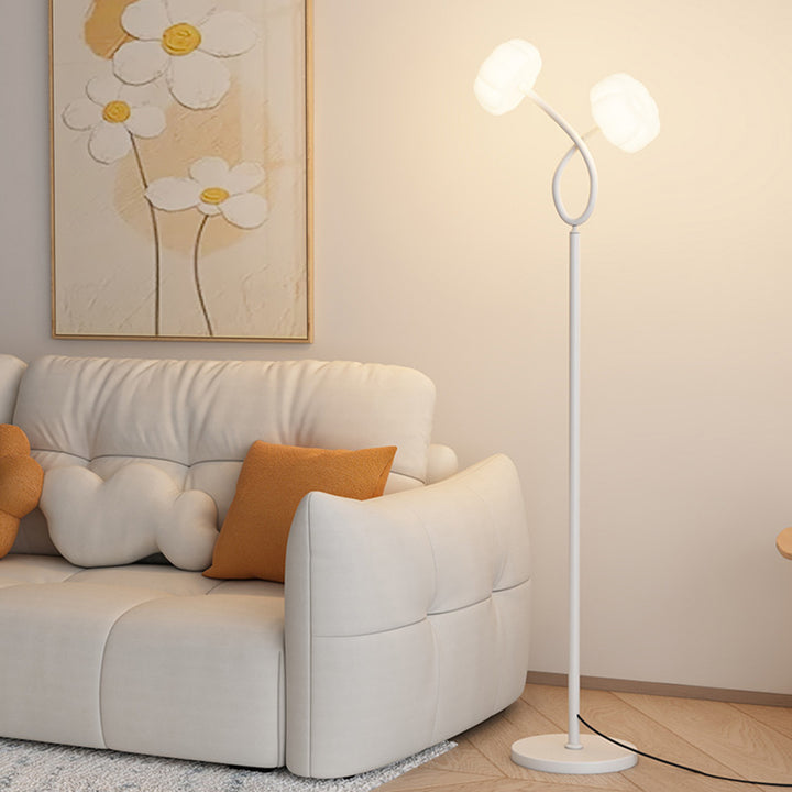 Zeitgenössische skandinavische Blumen Eisen Kunststoff LED Stehlampe für das Wohnzimmer 