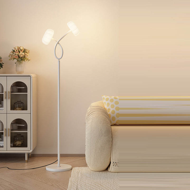 مصباح أرضي LED معاصر من الحديد والبلاستيك بتصميم زهرة اسكندنافية لغرفة المعيشة 