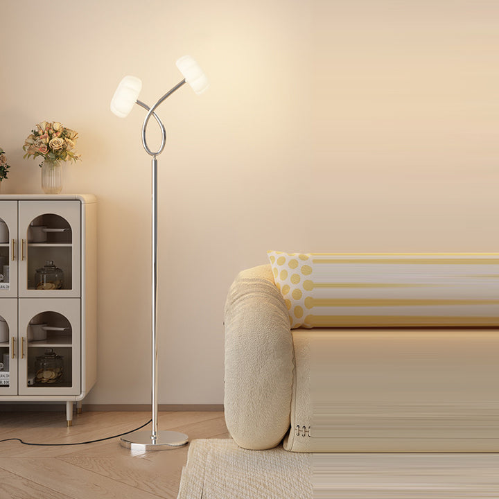 Zeitgenössische skandinavische Blumen Eisen Kunststoff LED Stehlampe für das Wohnzimmer 