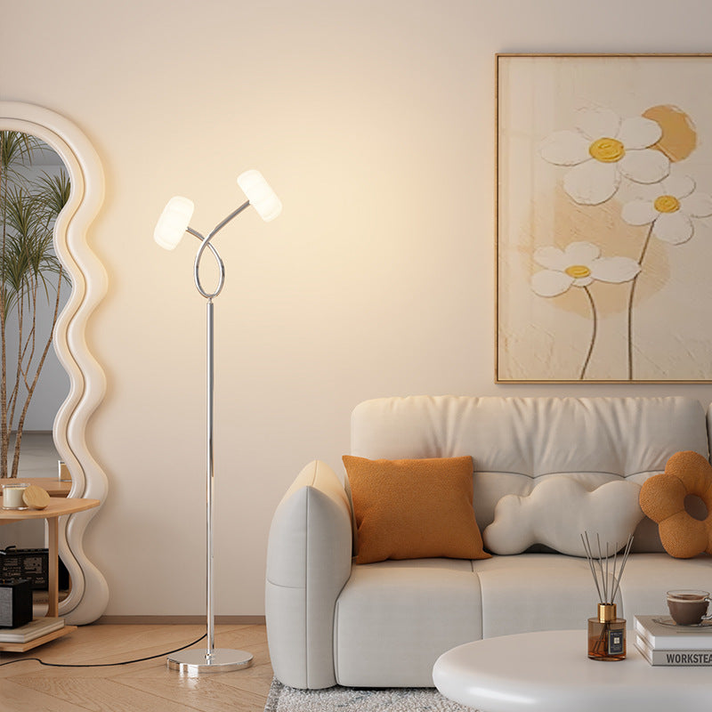 مصباح أرضي LED معاصر من الحديد والبلاستيك بتصميم زهرة اسكندنافية لغرفة المعيشة 