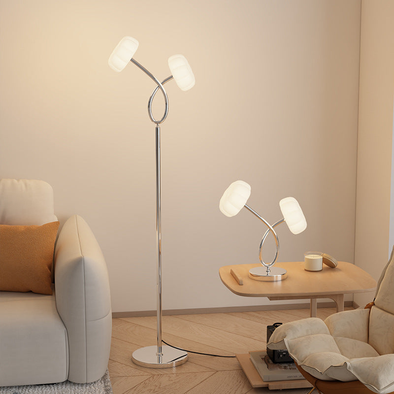 مصباح أرضي LED معاصر من الحديد والبلاستيك بتصميم زهرة اسكندنافية لغرفة المعيشة 