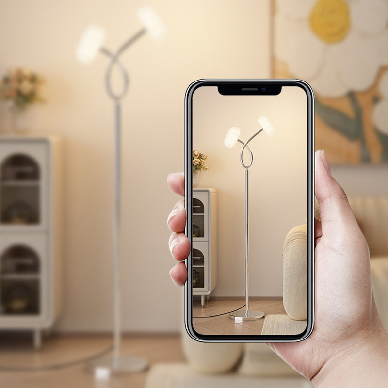 مصباح أرضي LED معاصر من الحديد والبلاستيك بتصميم زهرة اسكندنافية لغرفة المعيشة 