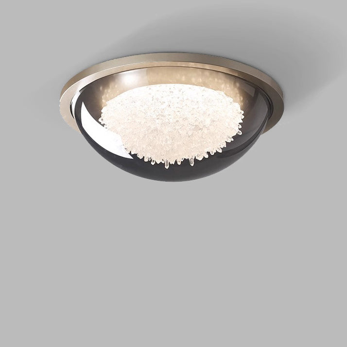 Modern Eclectic Dome Metal Platinum LED Flush Mount Ceiling Light For Bedroom