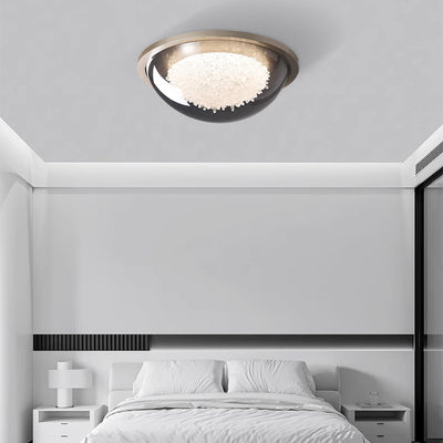 Modern Eclectic Dome Metal Platinum LED Flush Mount Ceiling Light For Bedroom