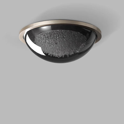 Modern Eclectic Dome Metal Platinum LED Flush Mount Ceiling Light For Bedroom