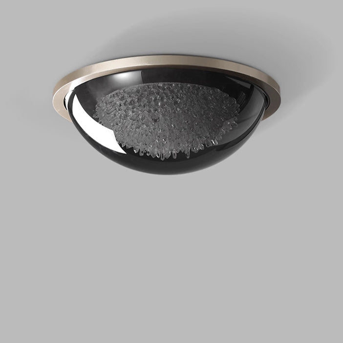 Modern Eclectic Dome Metal Platinum LED Flush Mount Ceiling Light For Bedroom