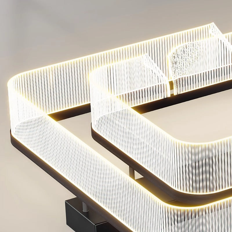 Modern Luxury Rectangular Aluminum Iron Acrylic LED Semi-Flush Mount Ceiling Light For Living Room