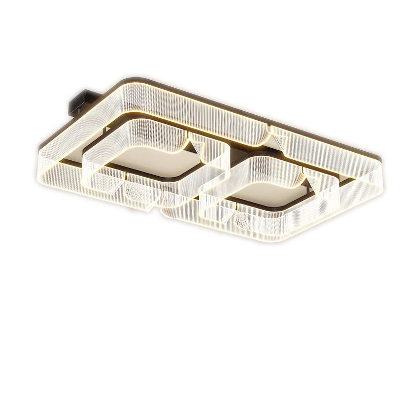 Modern Luxury Rectangular Aluminum Iron Acrylic LED Semi-Flush Mount Ceiling Light For Living Room