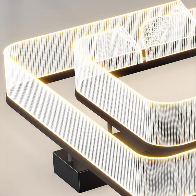 Modern Luxury Rectangular Aluminum Iron Acrylic LED Semi-Flush Mount Ceiling Light For Living Room