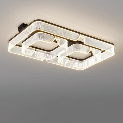 Modern Luxury Rectangular Aluminum Iron Acrylic LED Semi-Flush Mount Ceiling Light For Living Room