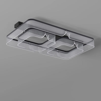 Modern Luxury Rectangular Aluminum Iron Acrylic LED Semi-Flush Mount Ceiling Light For Living Room