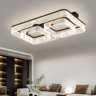 Modern Luxury Rectangular Aluminum Iron Acrylic LED Semi-Flush Mount Ceiling Light For Living Room