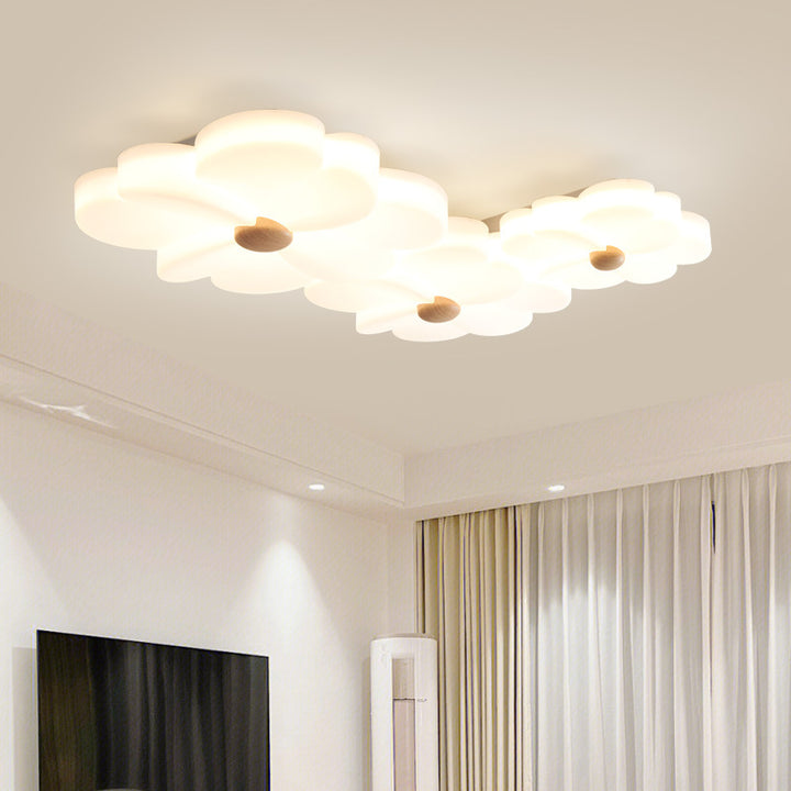 Plafonnier LED en acrylique avec structure en fer et motif de fleurs créatives contemporaines pour salon 
