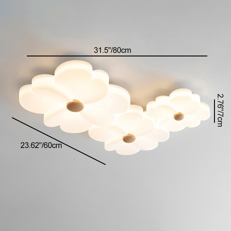 Plafonnier LED en acrylique avec structure en fer et motif de fleurs créatives contemporaines pour salon 