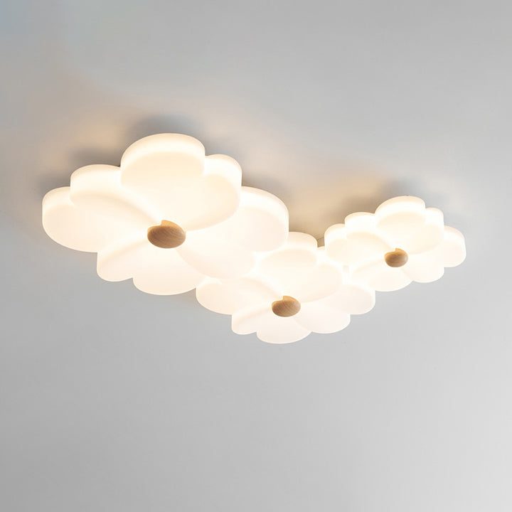 Plafonnier LED en acrylique avec structure en fer et motif de fleurs créatives contemporaines pour salon 