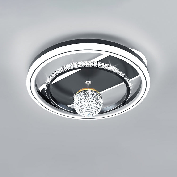 Modern Eclectic Round Iron Acrylic LED Flush Mount Ceiling Light For Living Room