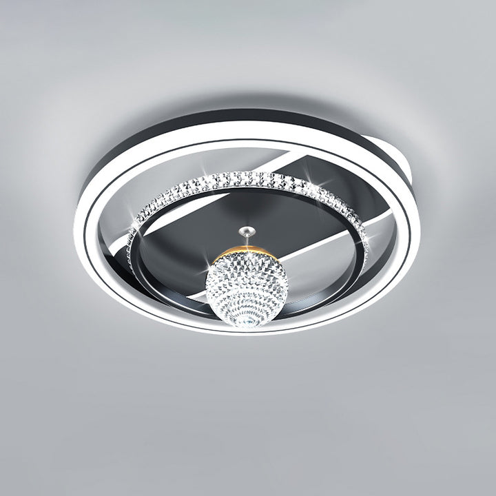 Modern Eclectic Round Iron Acrylic LED Flush Mount Ceiling Light For Living Room