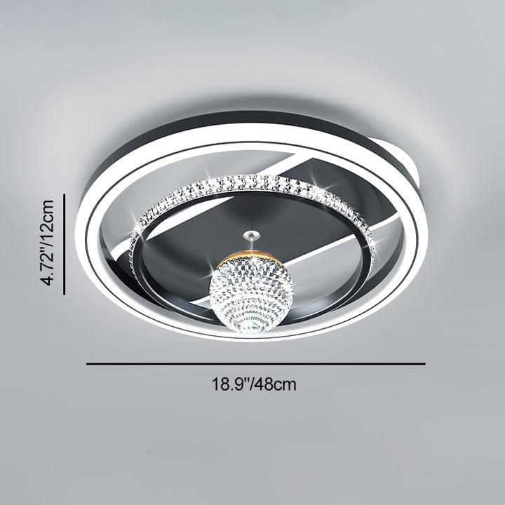 Modern Eclectic Round Iron Acrylic LED Flush Mount Ceiling Light For Living Room