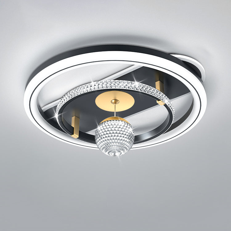 Modern Eclectic Round Iron Acrylic LED Flush Mount Ceiling Light For Living Room
