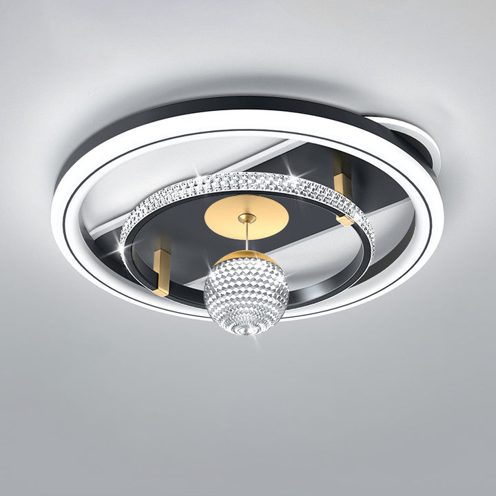 Modern Eclectic Round Iron Acrylic LED Flush Mount Ceiling Light For Living Room