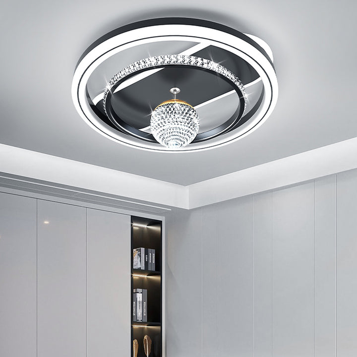 Modern Eclectic Round Iron Acrylic LED Flush Mount Ceiling Light For Living Room