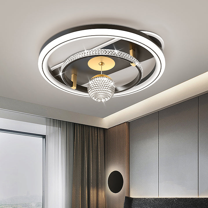 Modern Eclectic Round Iron Acrylic LED Flush Mount Ceiling Light For Living Room