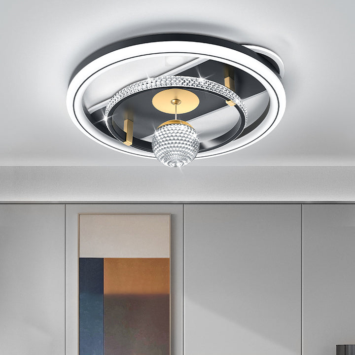 Modern Eclectic Round Iron Acrylic LED Flush Mount Ceiling Light For Living Room