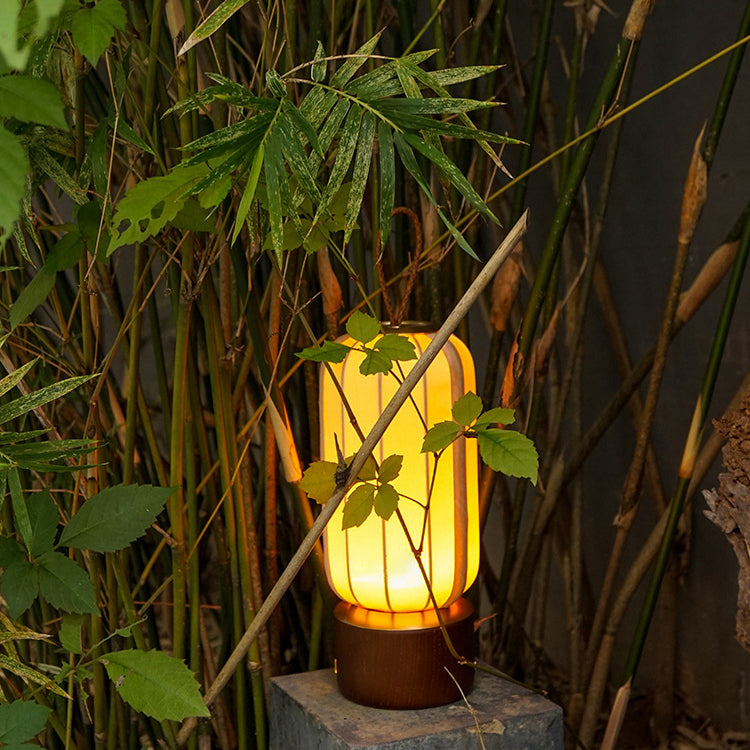 Lampe de table LED en bois massif et tissu avec lanterne chinoise traditionnelle pour chambre 