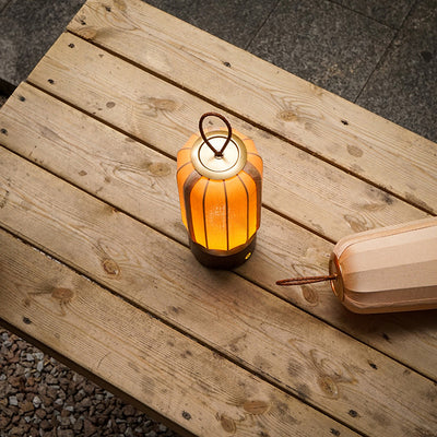 Lampe de table LED en bois massif et tissu avec lanterne chinoise traditionnelle pour chambre 