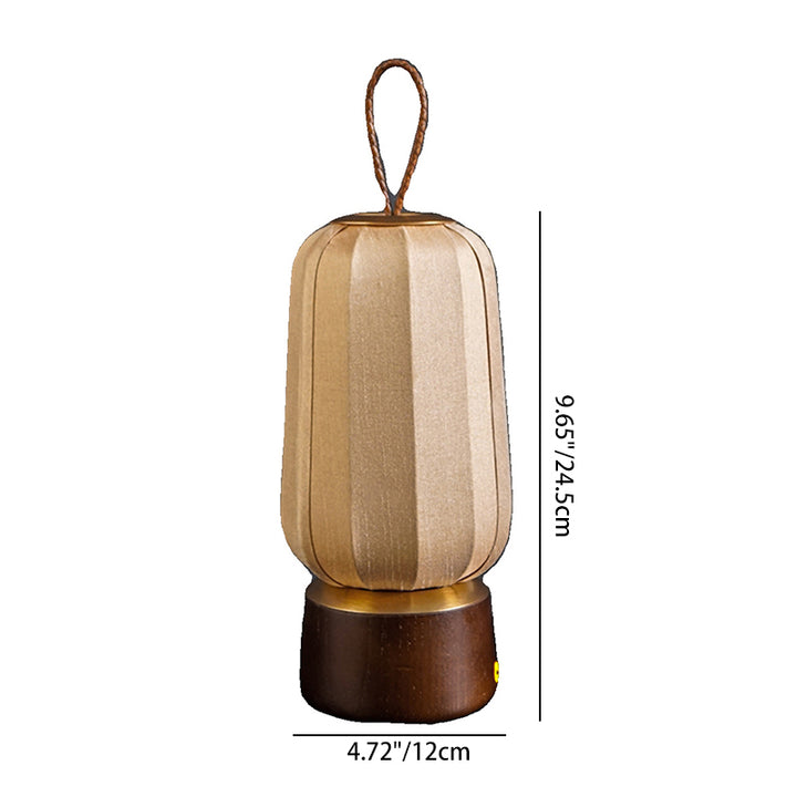 Lampe de table LED en bois massif et tissu avec lanterne chinoise traditionnelle pour chambre 