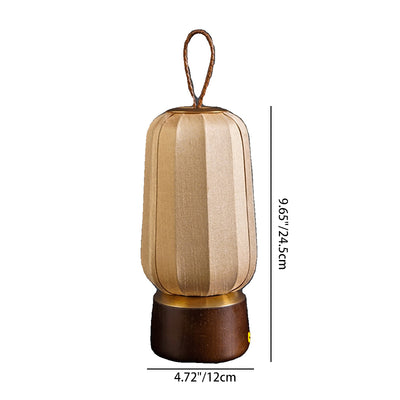 Lampe de table LED en bois massif et tissu avec lanterne chinoise traditionnelle pour chambre 
