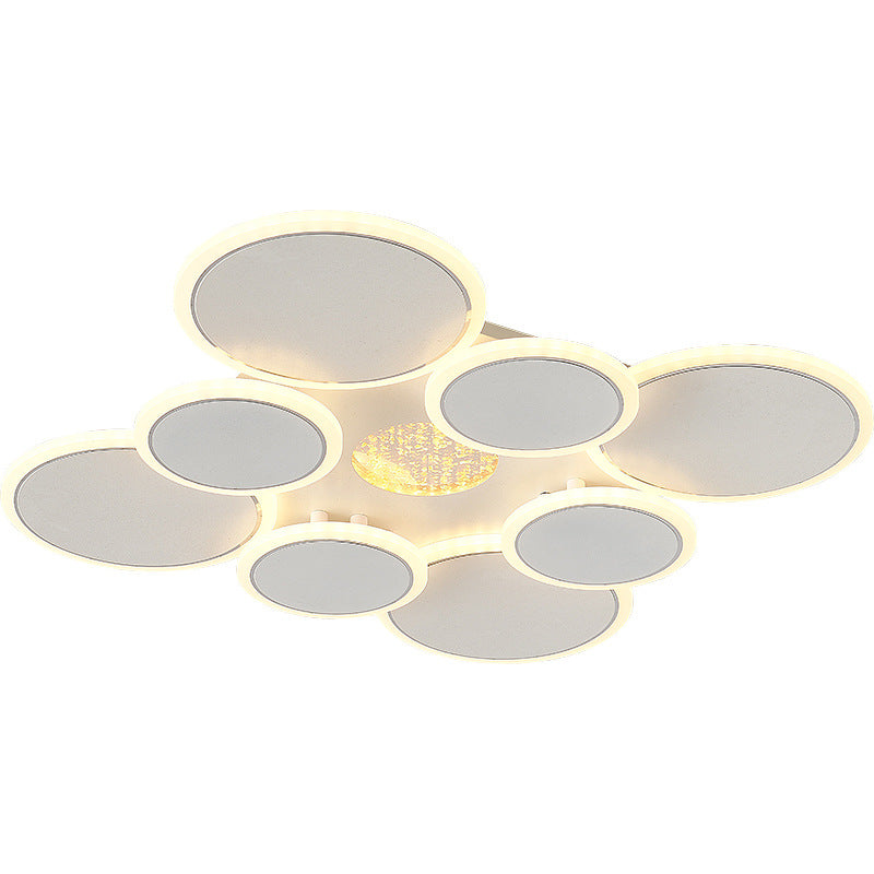Contemporary Scandinavian Multiple Circle Iron Acrylic LED Semi-Flush Mount Ceiling Light For Bedroom