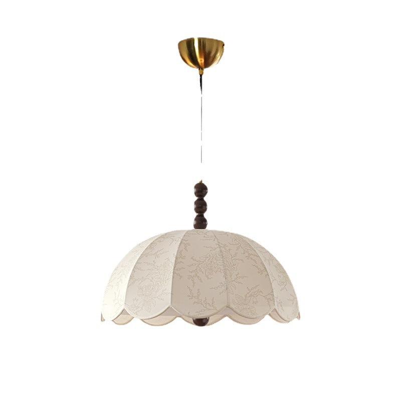 Dôme chinois traditionnel en bois de frêne avec tissu, suspension à 3 lumières pour chambre 