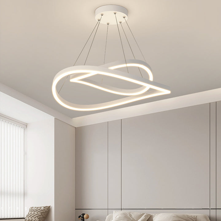 Zeitgenössischer kreativer Kurven-Eisen-Aluminium-LED-Kronleuchter für das Schlafzimmer 
