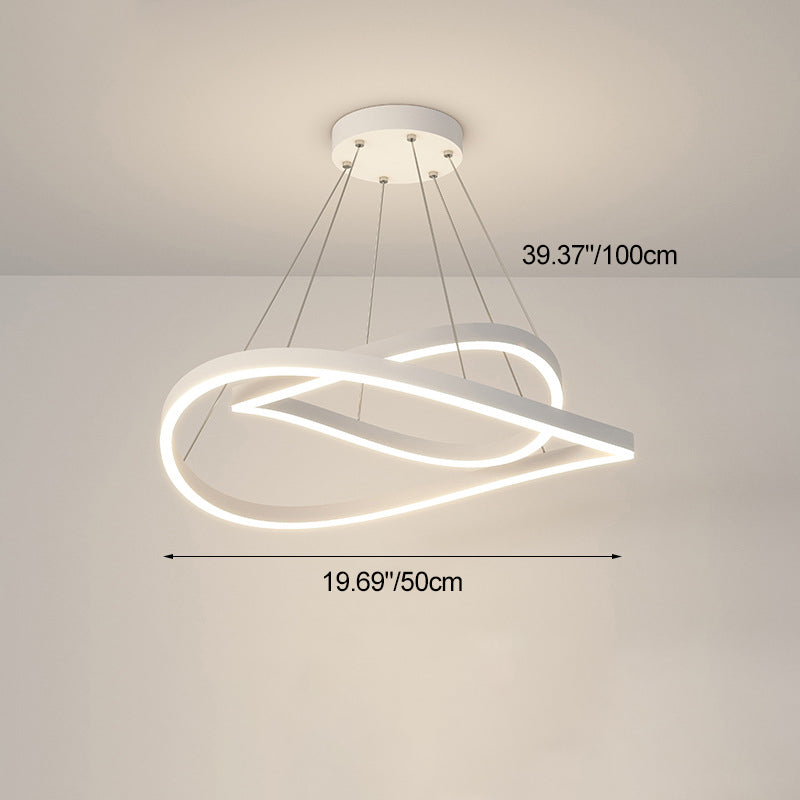 Contemporary Creative Curve Iron Aluminum LED Chandelier For Bedroom