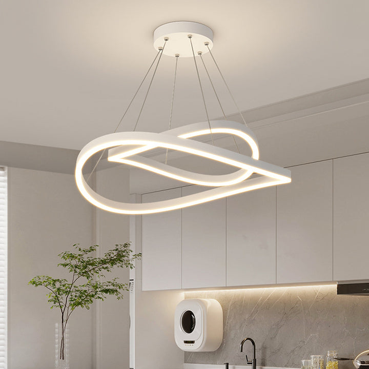 Zeitgenössischer kreativer Kurven-Eisen-Aluminium-LED-Kronleuchter für das Schlafzimmer 