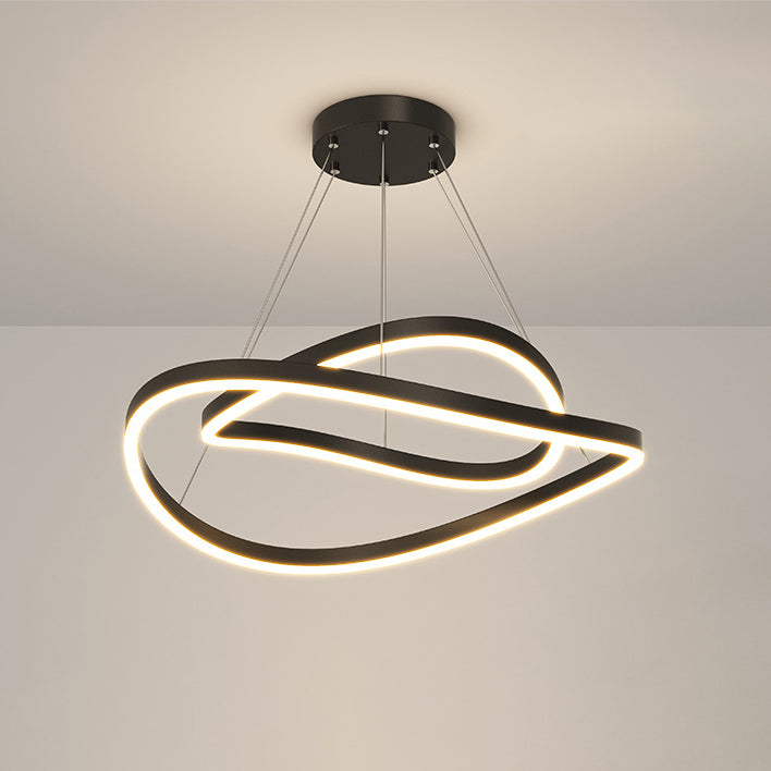 Contemporary Creative Curve Iron Aluminum LED Chandelier For Bedroom